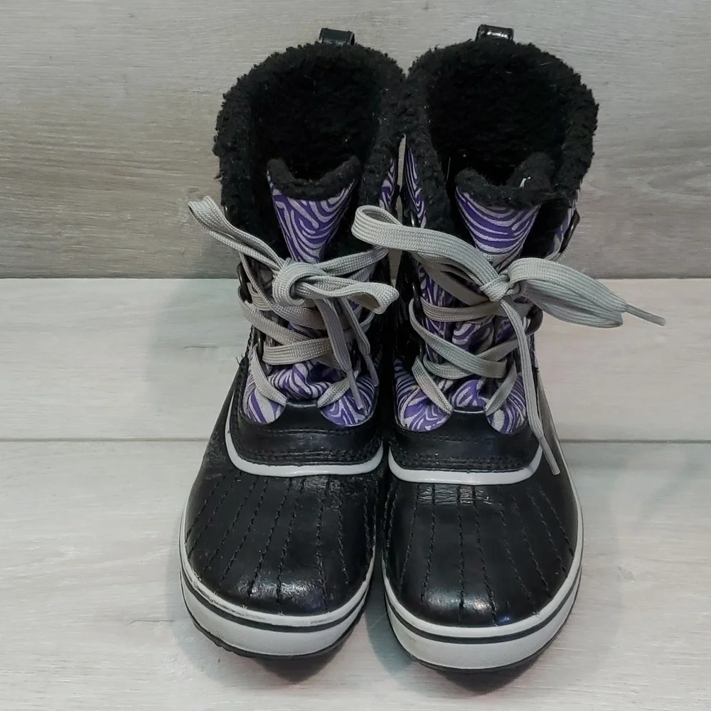 Sorel Kids Tivoli Li Plaid Girls Duck Rubber Waterproof Boots shoes sz 4